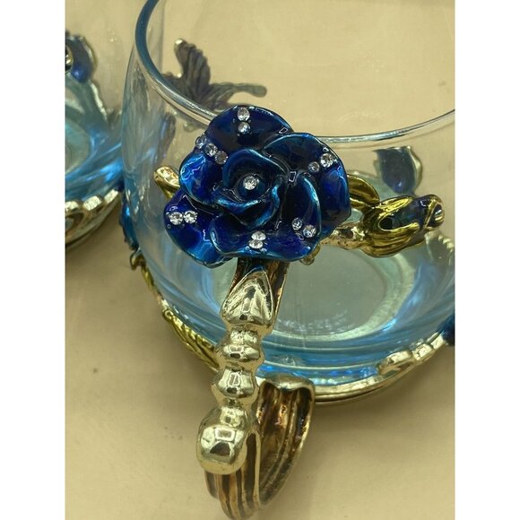 ARC of France Luxury Classic Enamel Coffee Cup Blue Butterfly LOT 2 - Picture 6 of 12